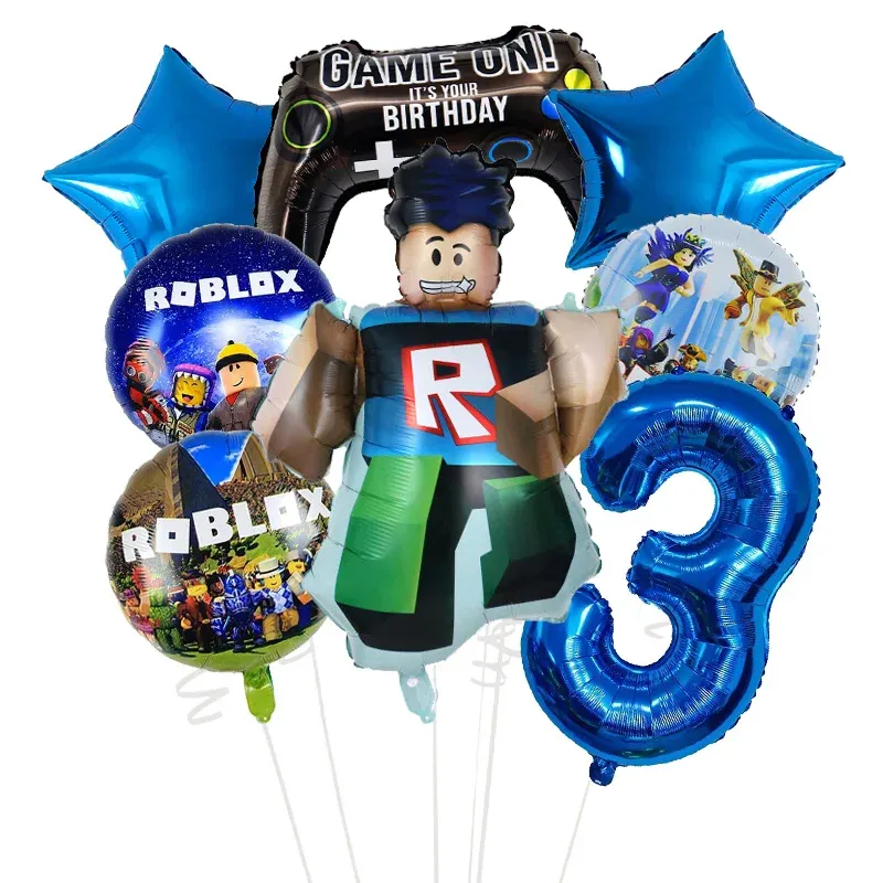 Roblox Theme Birthday Party Balloon Set - Cartoon Double-Sided Foil Balloons for Kids Baby Shower Decorations, DIY Party Supplies thumbnail 4