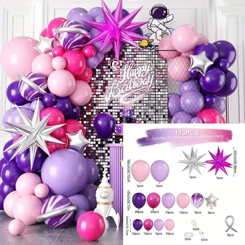 113PCS Explosive Star Balloon Garland Arch Kit for Weddings, Birthdays, Anniversaries - Indoor & Outdoor Party Decoration Supplies showcase 4