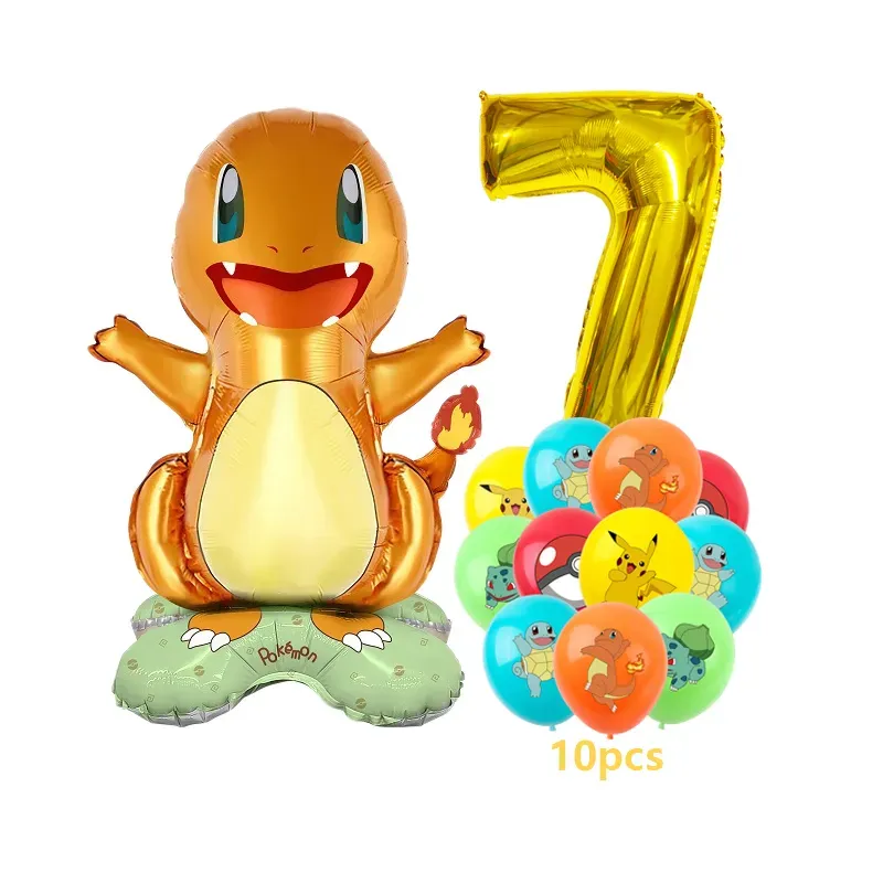 12pcs Cartoon Balloon Set for Kids Birthday Parties - Charmander Squirtle Bulbasaur Foil Balloons - Fun Party Decoration Gift Toy showcase 7