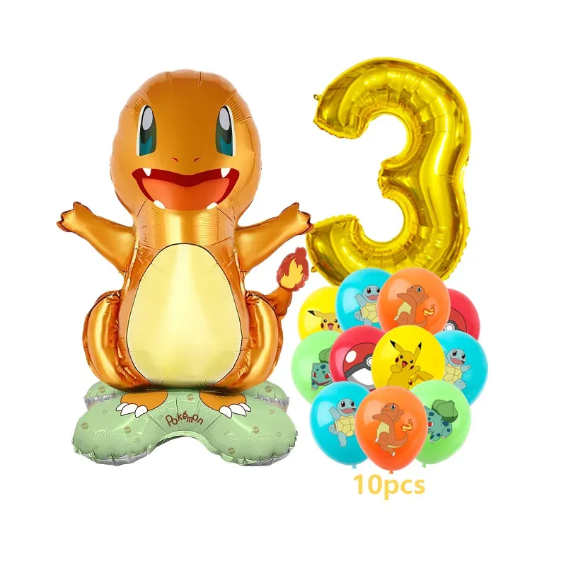 12pcs Cartoon Balloon Set for Kids Birthday Parties - Charmander Squirtle Bulbasaur Foil Balloons - Fun Party Decoration Gift Toy showcase 3