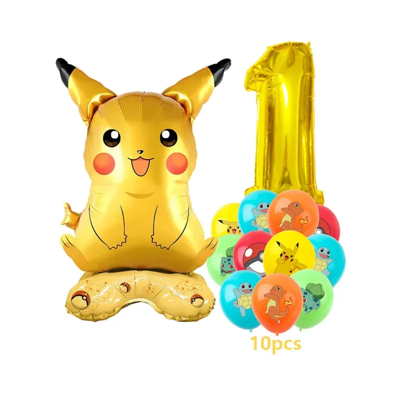 12pcs Cartoon Balloon Set for Kids Birthday Parties - Charmander Squirtle Bulbasaur Foil Balloons - Fun Party Decoration Gift Toy showcase 1