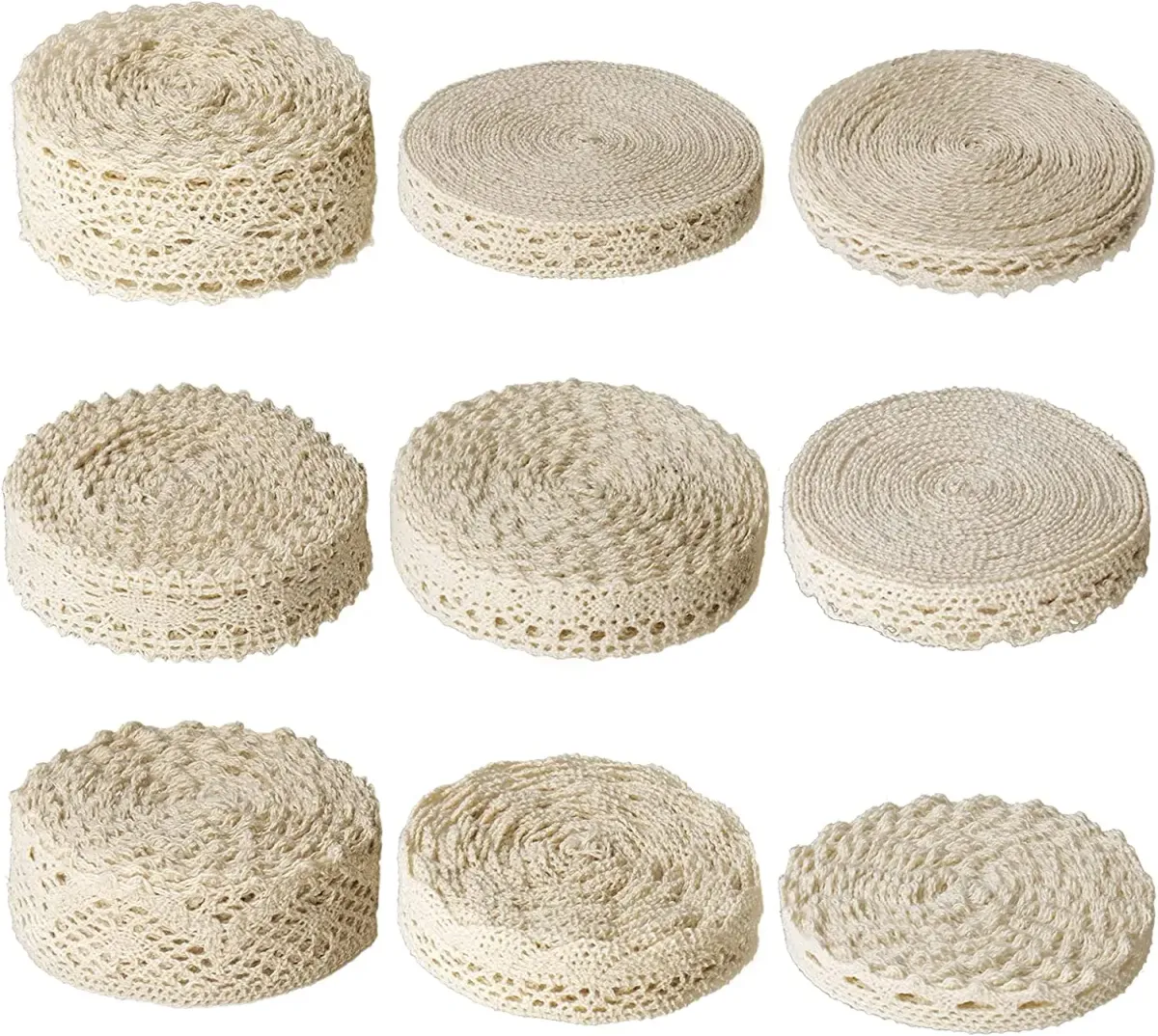 5 Meters Cotton Lace Trim Ribbon - Beige Crochet Fabric for DIY Crafts, Wedding Decor, Sewing, Gift Wrapping, and Party Decorations showcase 1