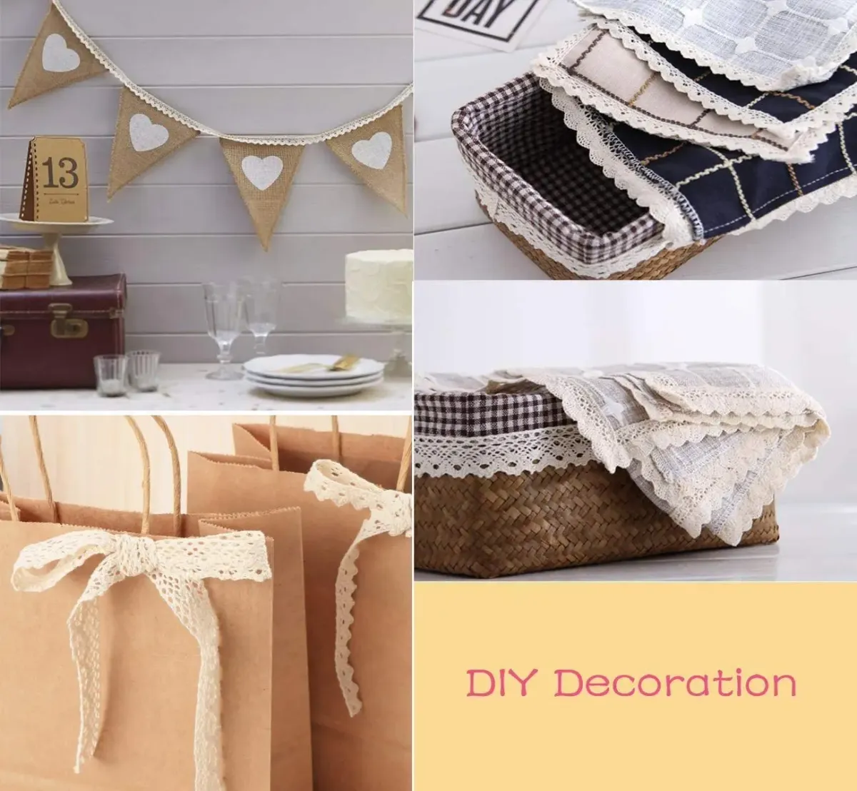 5 Meters Cotton Lace Trim Ribbon - Beige Crochet Fabric for DIY Crafts, Wedding Decor, Sewing, Gift Wrapping, and Party Decorations showcase 12