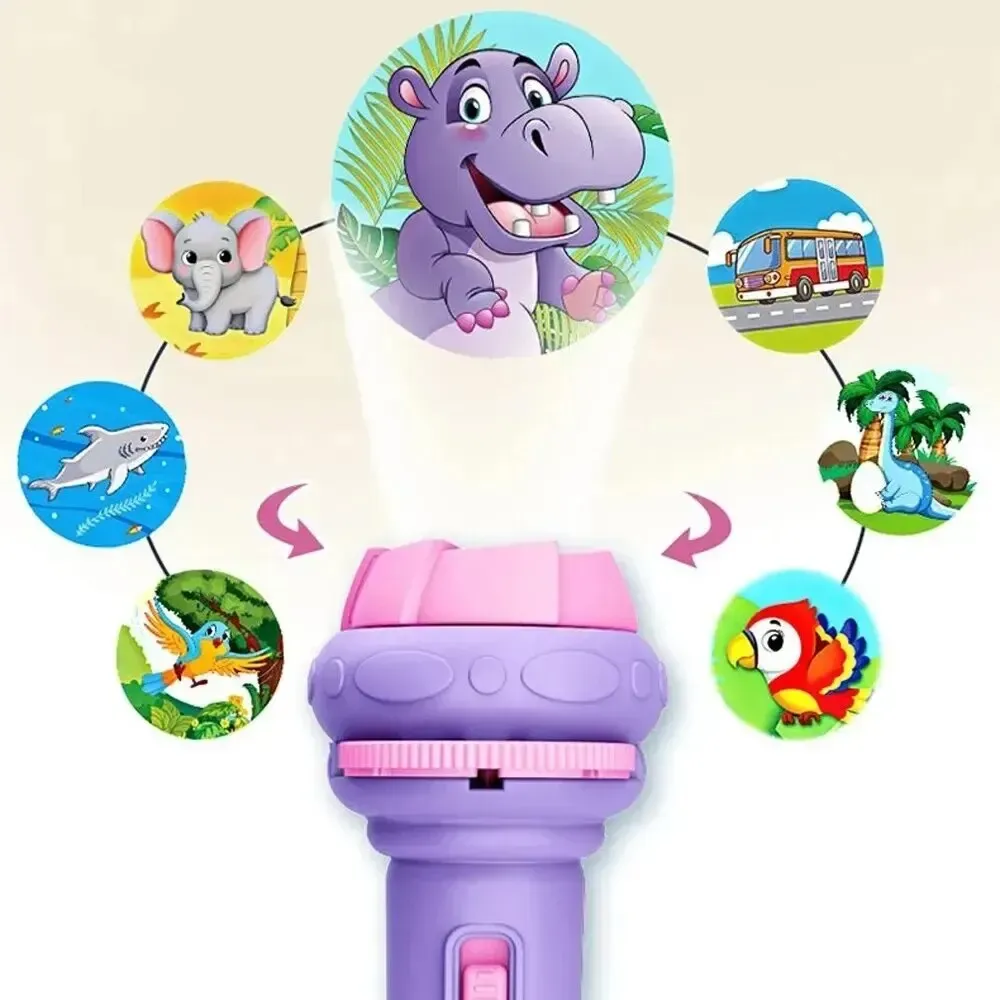 80 Patterns Cartoon Projection Flashlight Toy for Kids 3-6 Years Old, Creative Educational Science Projector with 10 Random Cards, Perfect for Bedtime Stories & Learning thumbnail 3