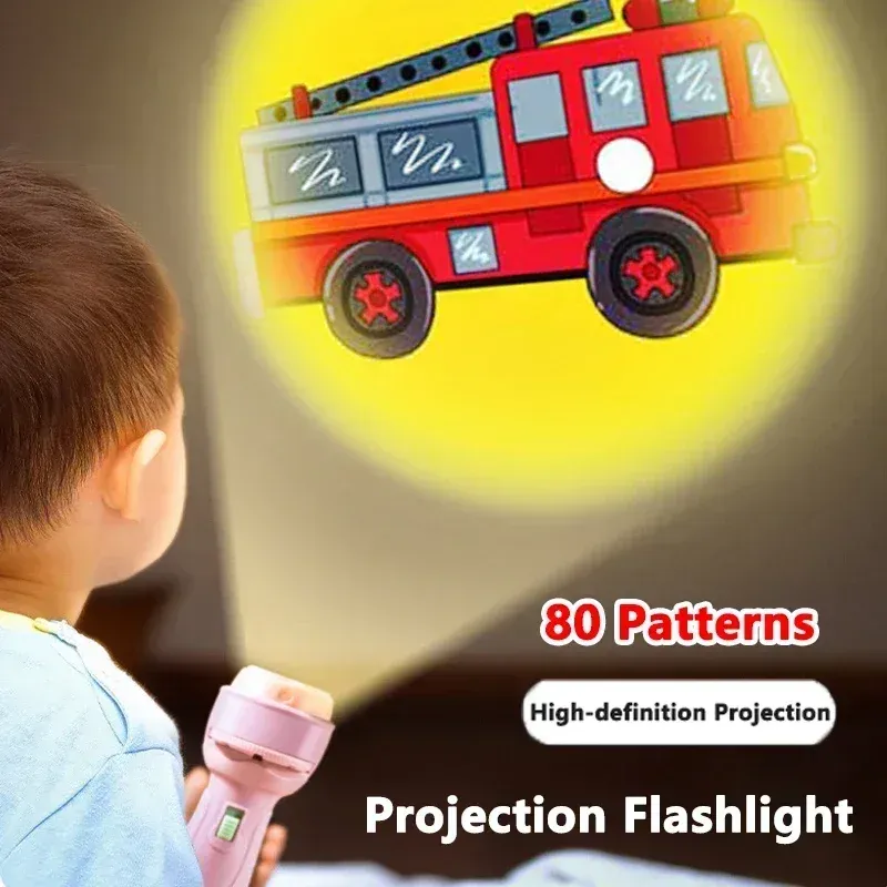 Baby Cartoon Projection Flashlight Toy - 80 Patterns Early Education Story Book Projector for Kids Before Bedtime, Educational Luminous Toy Gift thumbnail 2
