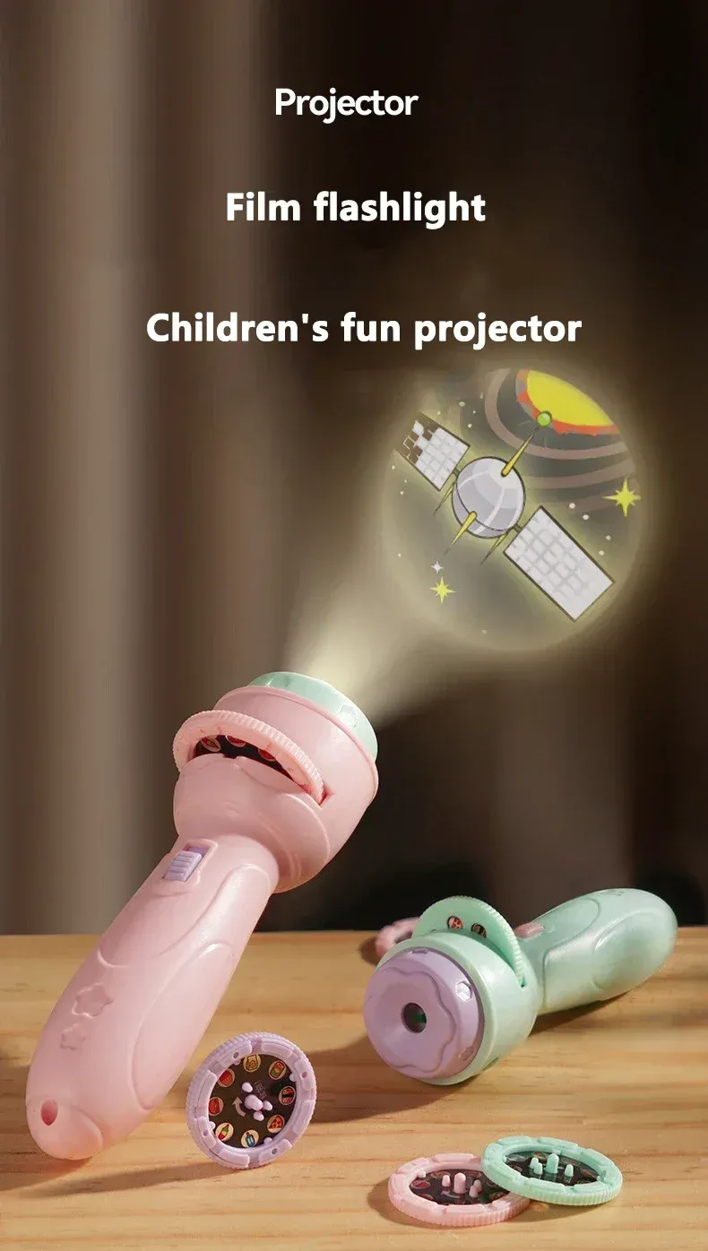 Baby Cartoon Projection Flashlight Toy - 80 Patterns Early Education Story Book Projector for Kids Before Bedtime, Educational Luminous Toy Gift showcase 1