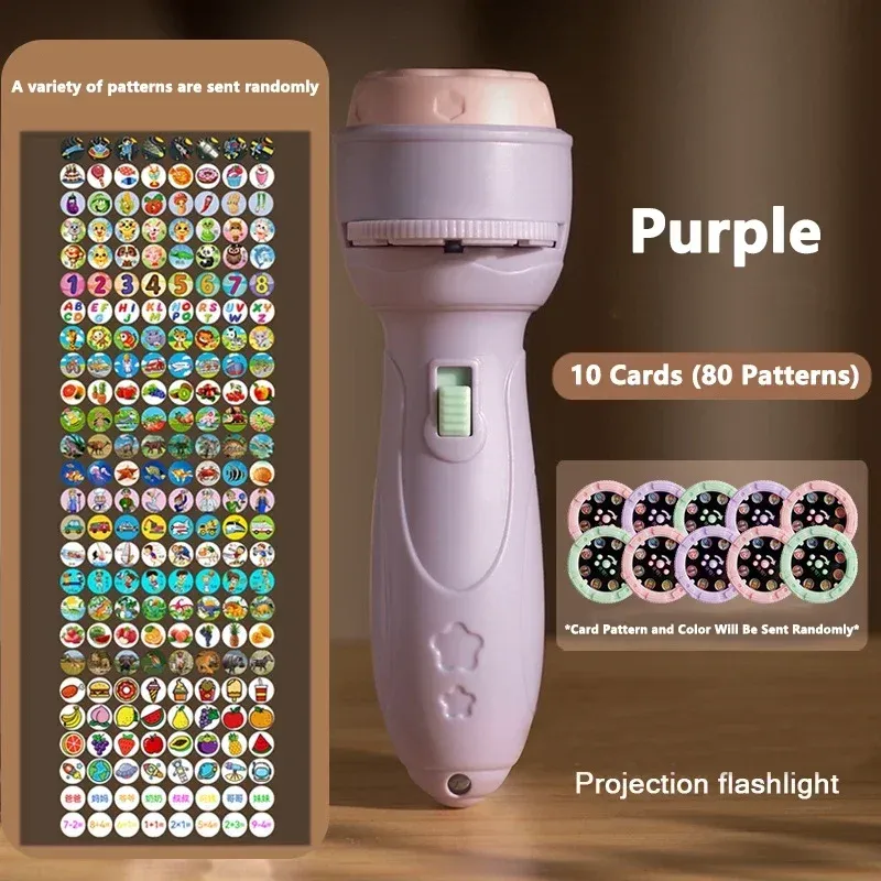 Baby Cartoon Projection Flashlight Toy - 80 Patterns Early Education Story Book Projector for Kids Before Bedtime, Educational Luminous Toy Gift showcase 17