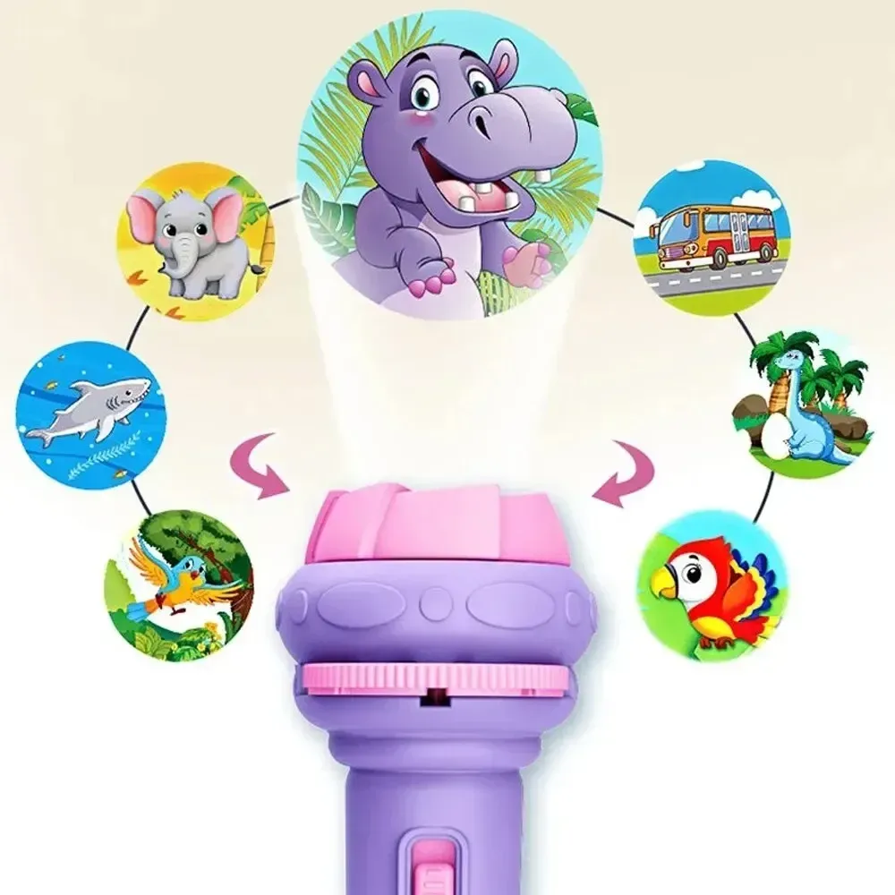 80 Pattern Cartoon Projection Flashlight Toy for Kids, Educational Bedtime Story Projector with 10 Random Cards, Fun Science Learning Toy for Ages 3-6 thumbnail 3