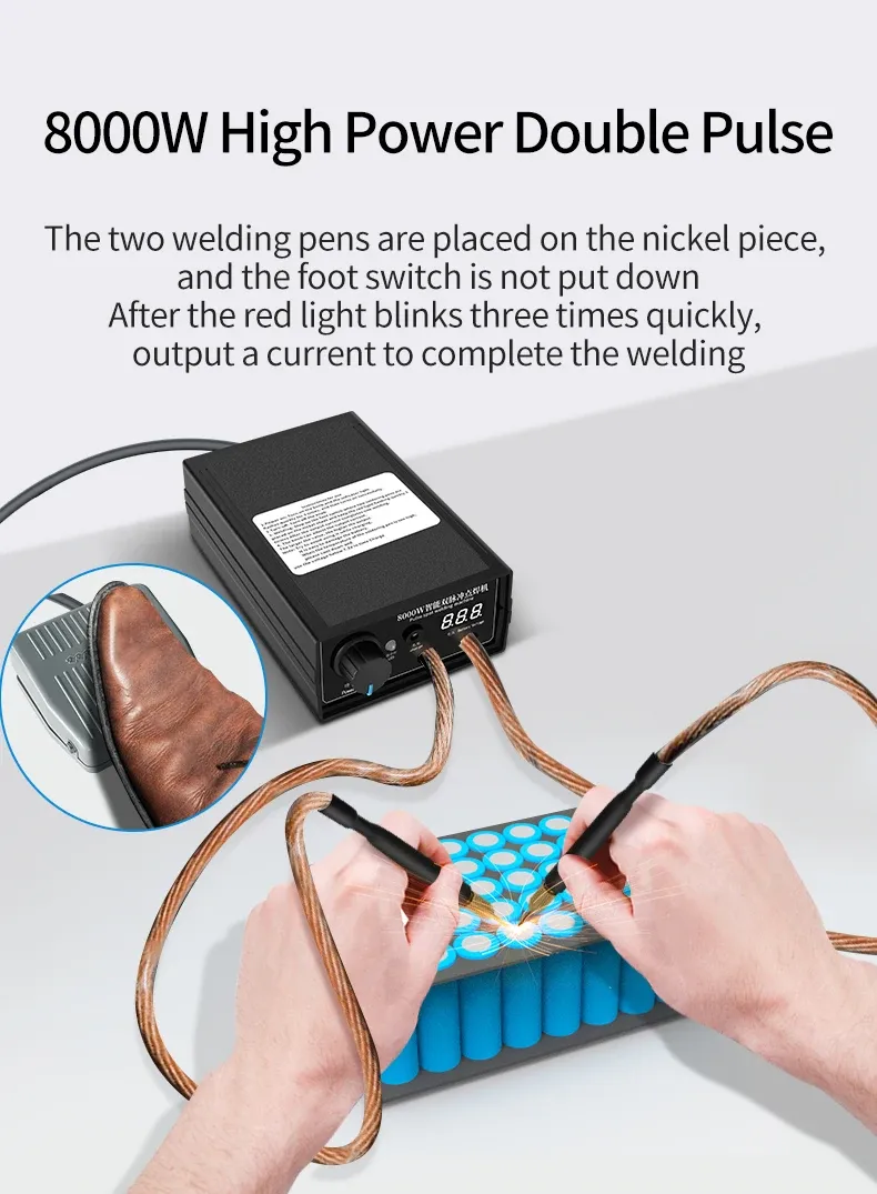 8000W Portable Mini Spot Welder Kit for DIY Battery Pack Projects, 0.15mm Nickel Strip Welding, Adjustable Current, Replaceable Welding Pen showcase 5