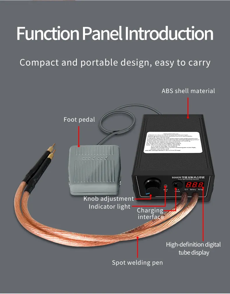 8000W Portable Mini Spot Welder Kit for DIY Battery Pack Projects, 0.15mm Nickel Strip Welding, Adjustable Current, Replaceable Welding Pen showcase 6