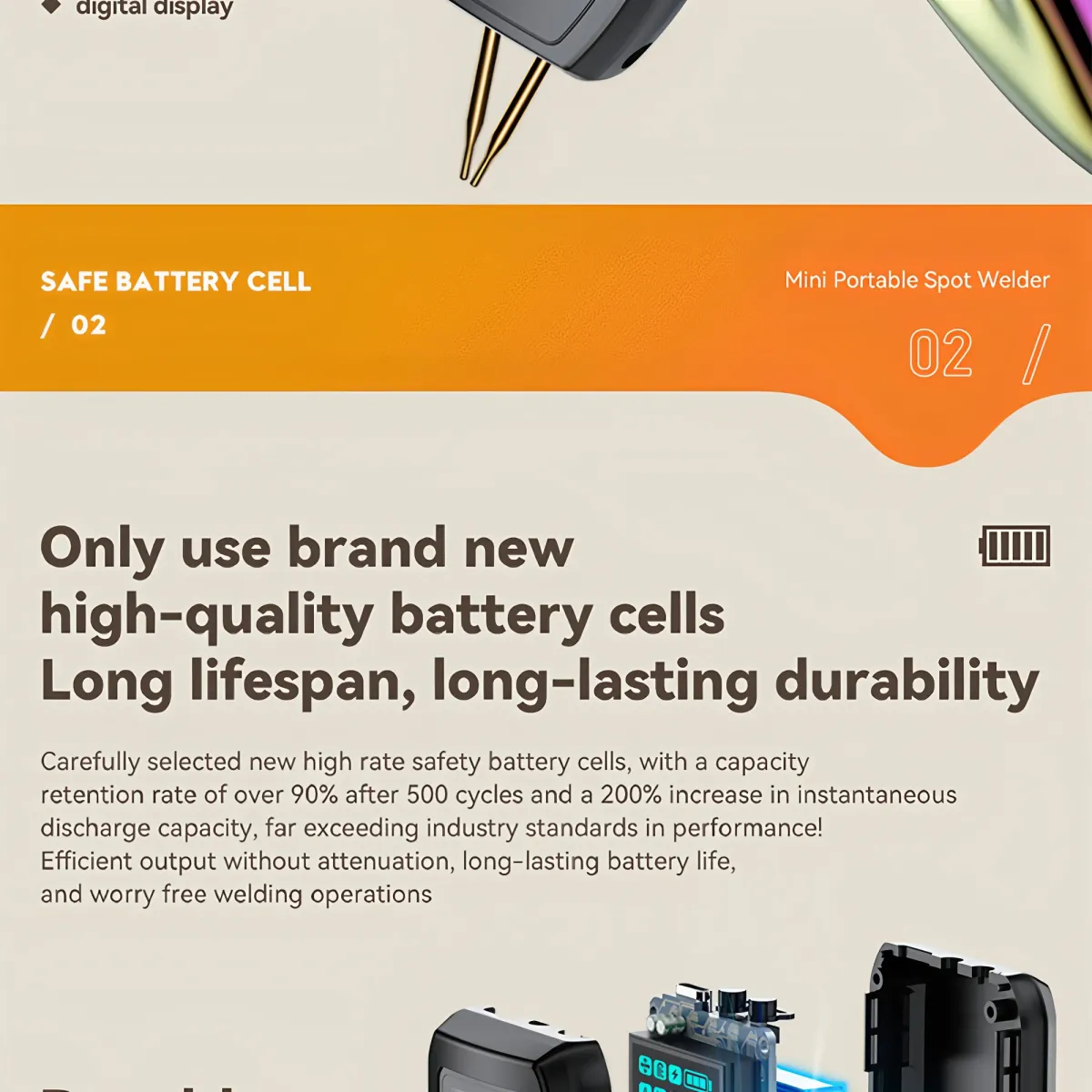 Awgem Portable Spot Welder DIY Handheld Machine for 18650 Lithium Batteries, 90 Gears Adjustable Power, Built-in Pen, Overcharge & Temp Protection showcase 7