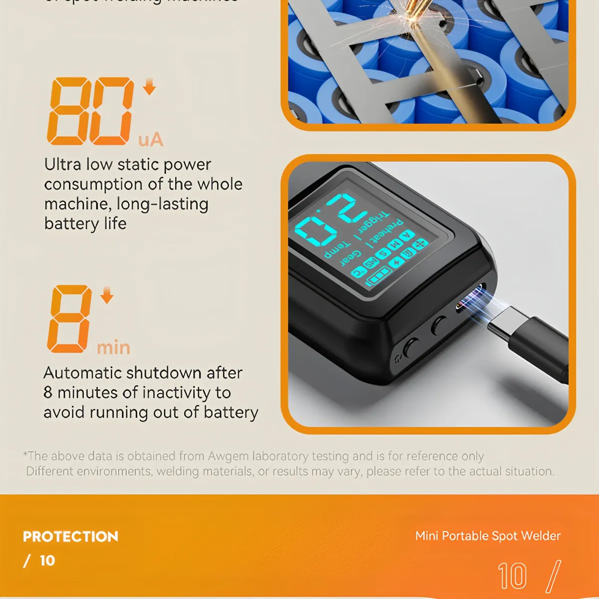 Awgem Portable Spot Welder DIY Handheld Machine for 18650 Lithium Batteries, 90 Gears Adjustable Power, Built-in Pen, Overcharge & Temp Protection showcase 24