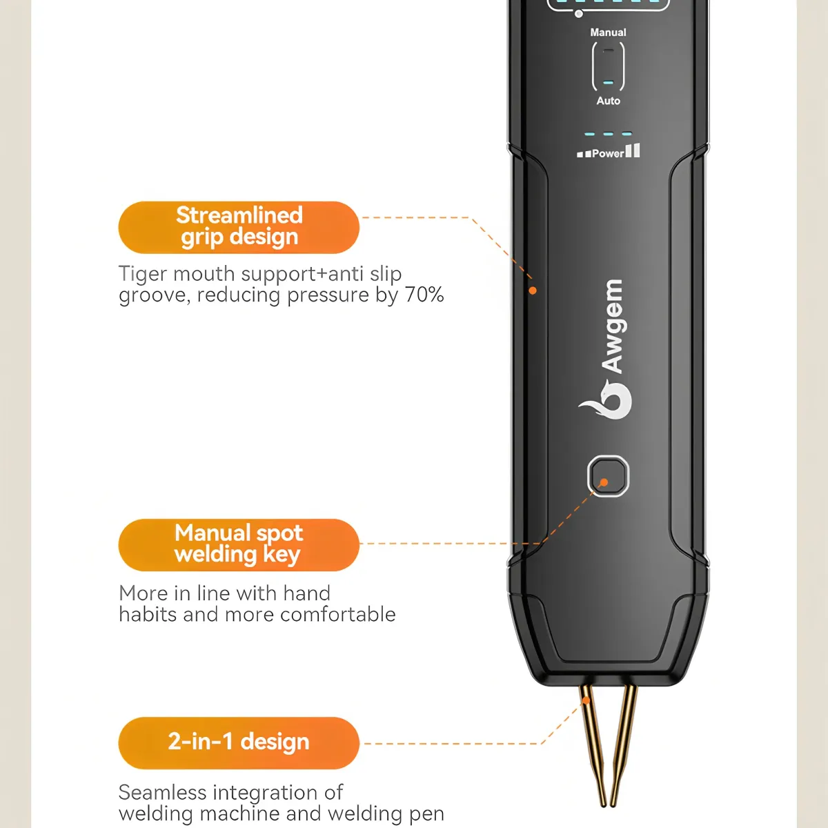 Awgem Portable Spot Welder DIY Handheld Machine for 18650 Lithium Batteries, 90 Gears Adjustable Power, Built-in Pen, Overcharge & Temp Protection showcase 48