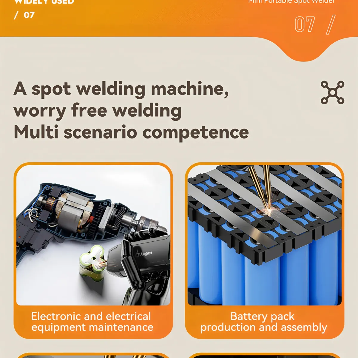 Awgem Portable Spot Welder DIY Handheld Machine for 18650 Lithium Batteries, 90 Gears Adjustable Power, Built-in Pen, Overcharge & Temp Protection showcase 19