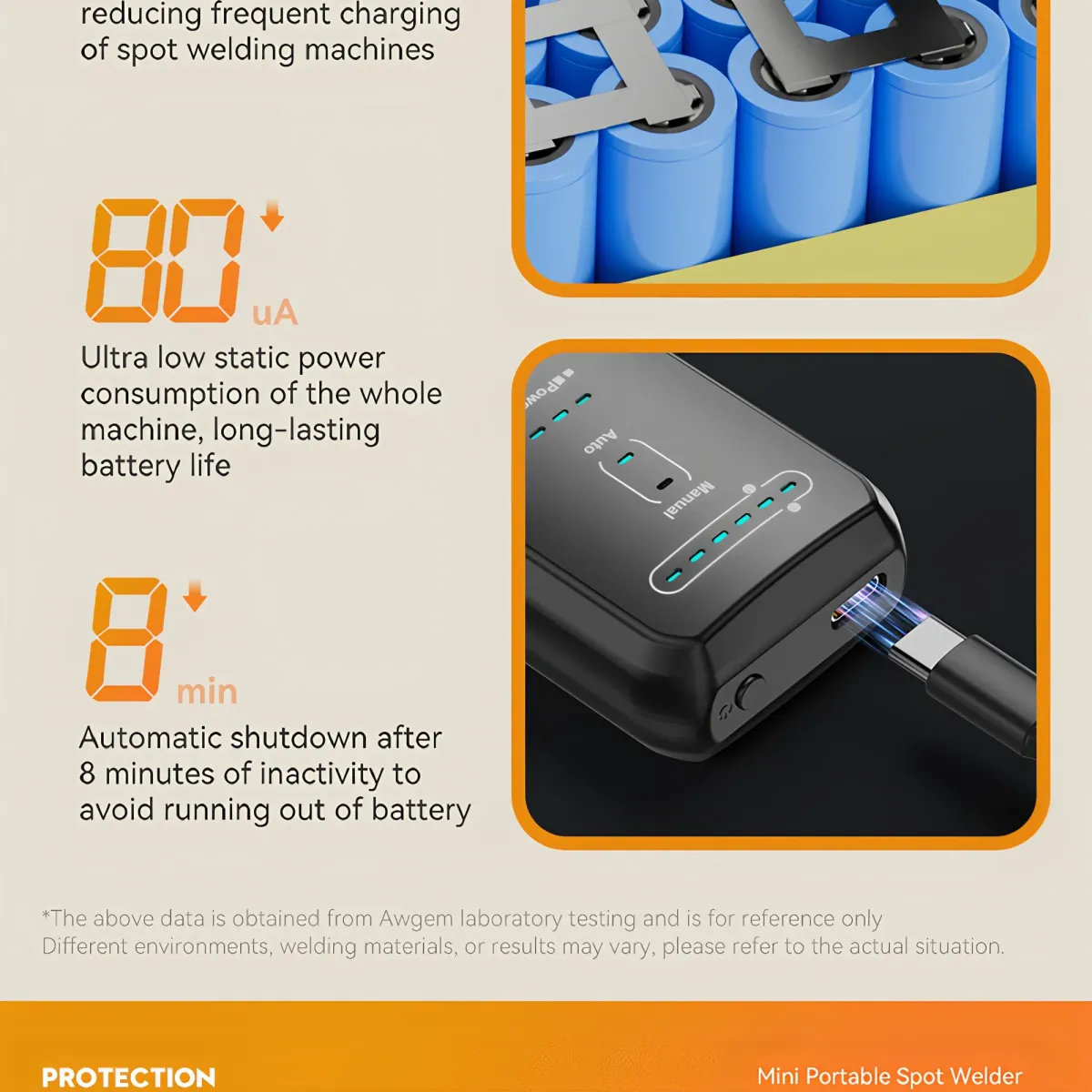 Awgem Portable Spot Welder DIY Handheld Machine for 18650 Lithium Batteries, 90 Gears Adjustable Power, Built-in Pen, Overcharge & Temp Protection showcase 52