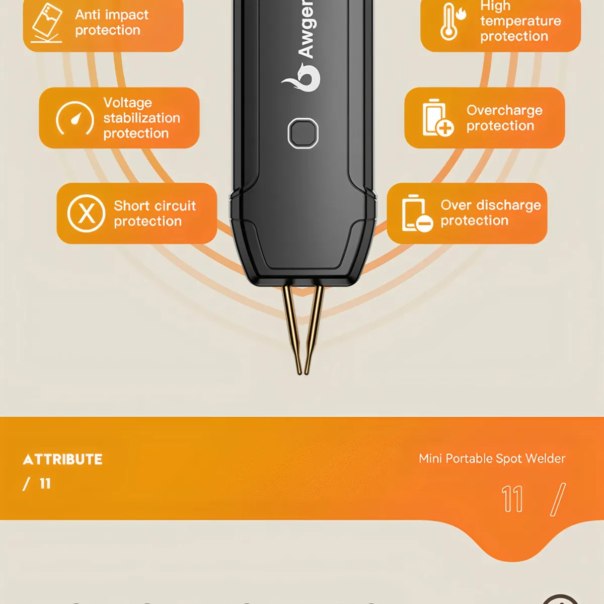 Awgem Portable Spot Welder DIY Handheld Machine for 18650 Lithium Batteries, 90 Gears Adjustable Power, Built-in Pen, Overcharge & Temp Protection showcase 54