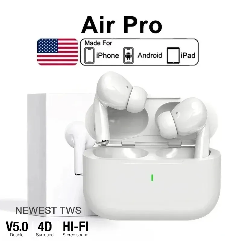 Air Pro 5 TWS Max Wireless Bluetooth Earphones, In-Ear Noise Cancelling Sport Earbuds with Microphone for Apple iPhone, Universal Headset for Outdoor Use