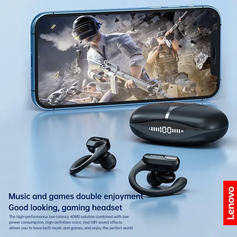 Lenovo XT80 Sports Wireless Earphones with Mic, Bluetooth 5.3, LED Power Display, Hifi Stereo Sound, Ear Hook Design for Active Lifestyles thumbnail 6