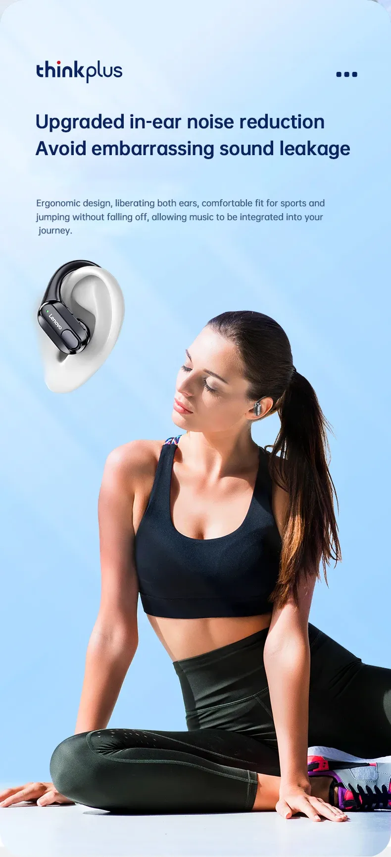 Lenovo XT80 Sports Wireless Earphones with Mic, Bluetooth 5.3, LED Power Display, Hifi Stereo Sound, Ear Hook Design for Active Lifestyles showcase 6