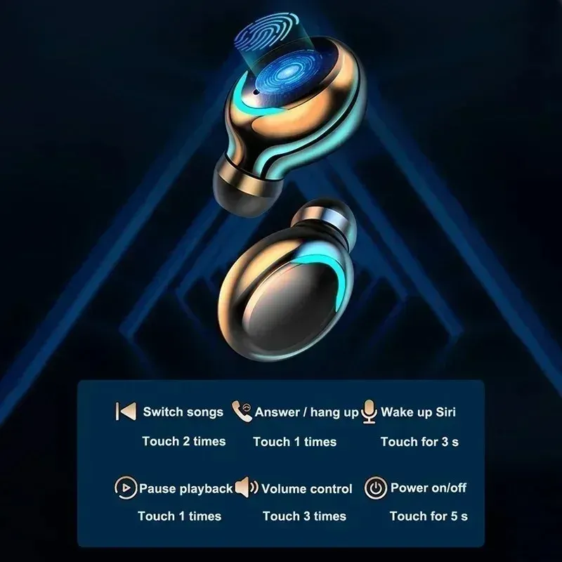 F9 TWS Wireless Earbuds with Charging Case - 9D Stereo Bass Bluetooth 5.1 Headphones, Touch Control, Waterproof Sports Headset for All Smartphones thumbnail 4