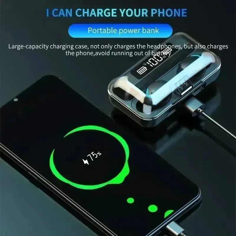 F9 TWS Wireless Earbuds with Charging Case - 9D Stereo Bass Bluetooth 5.1 Headphones, Touch Control, Waterproof Sports Headset for All Smartphones thumbnail 3