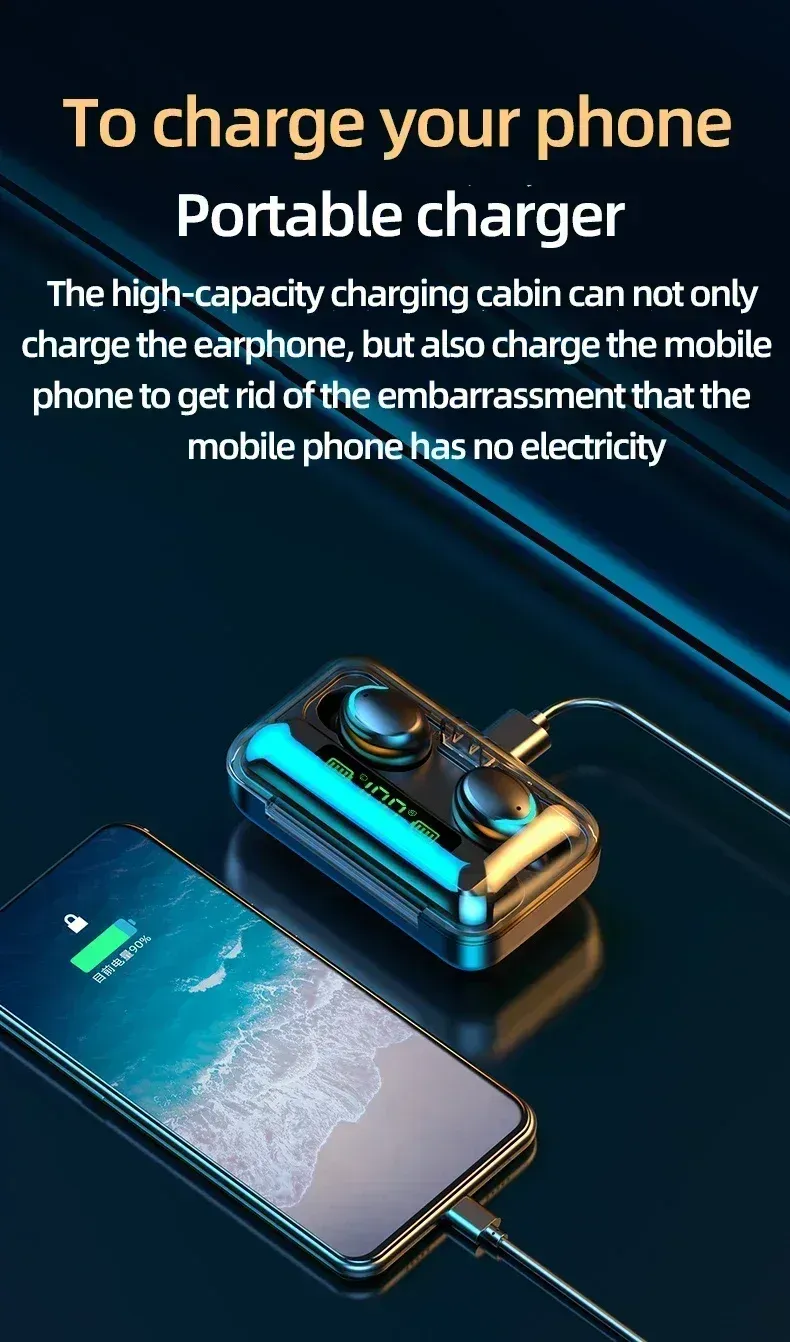 F9 TWS Wireless Earbuds with Charging Case - 9D Stereo Bass Bluetooth 5.1 Headphones, Touch Control, Waterproof Sports Headset for All Smartphones showcase 8