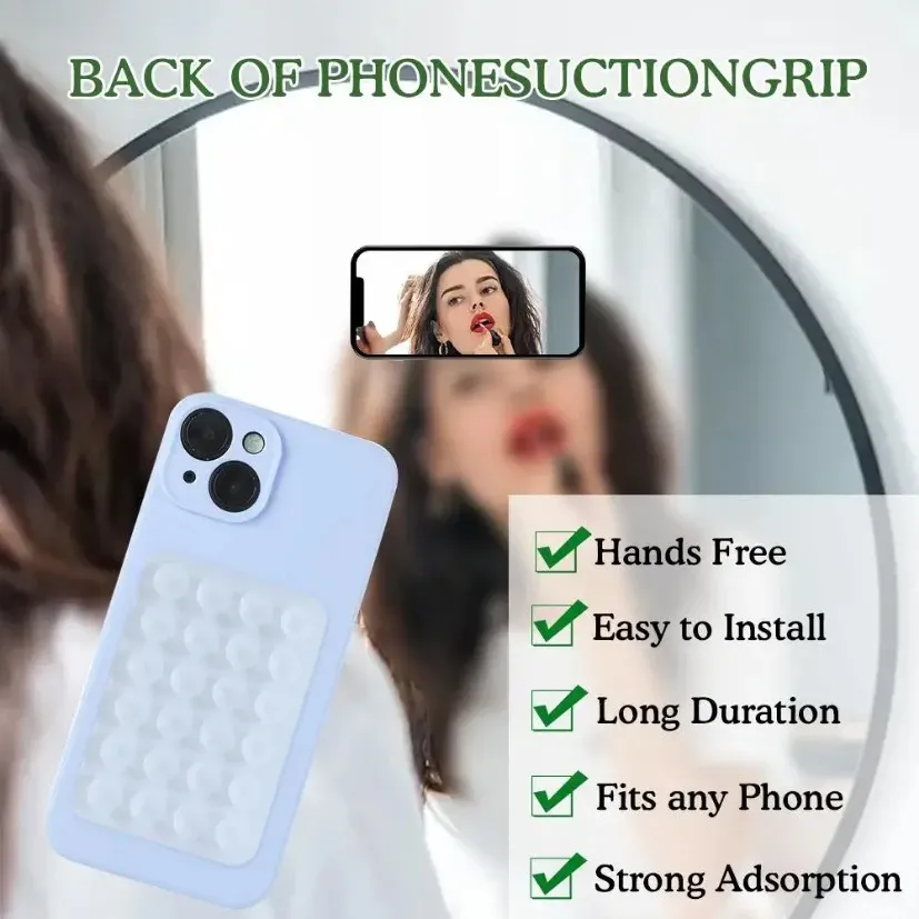 Silicone Suction Cup Phone Holder Mat - Universal Anti-Slip Wall Mount Stand for Phone Cases, Power Banks - Portable 8.5x5.5cm thumbnail 4