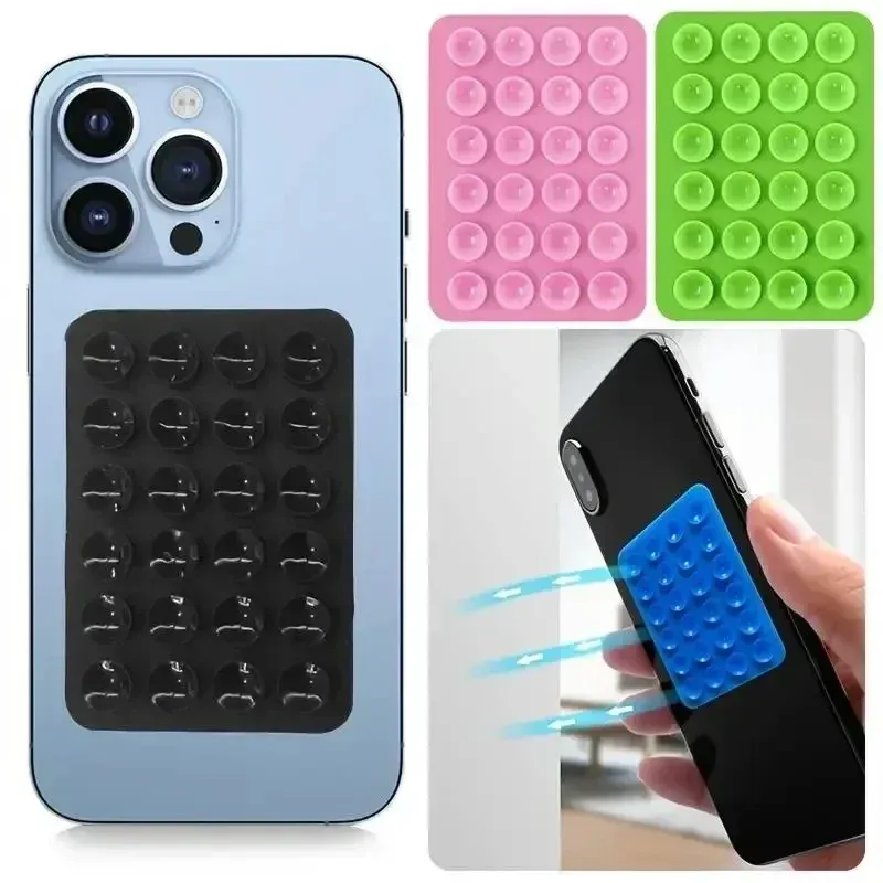 Silicone Suction Cup Phone Holder Mat - Universal Anti-Slip Wall Mount Stand for Phone Cases, Power Banks - Portable 8.5x5.5cm showcase 1