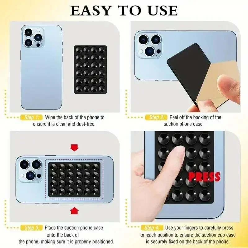 Silicone Suction Cup Phone Holder Mat - Universal Anti-Slip Wall Mount Stand for Phone Cases, Power Banks - Portable 8.5x5.5cm showcase 9