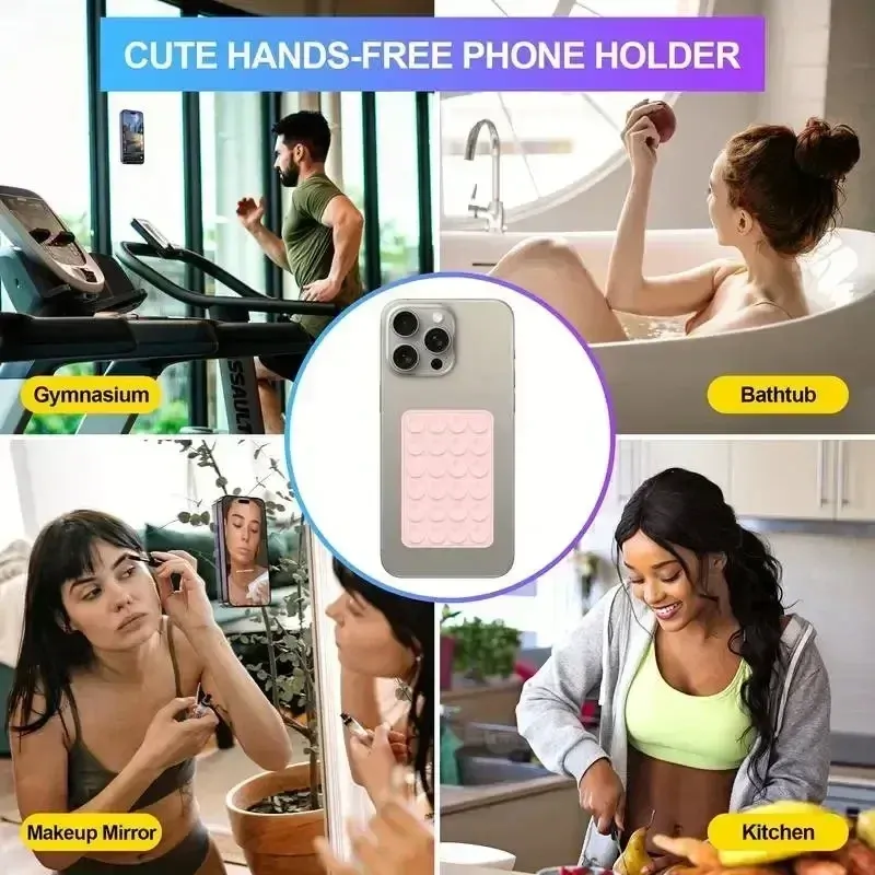Silicone Suction Cup Phone Holder Mat - Universal Anti-Slip Wall Mount Stand for Phone Cases, Power Banks - Portable 8.5x5.5cm showcase 15