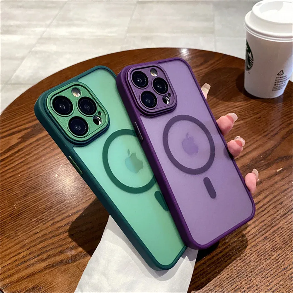 iPhone 11 12 13 Pro Max Mini 14 15 16 Plus Matte Translucent Magsafe Case with Lens Protection for Wireless Charging thumbnail 3