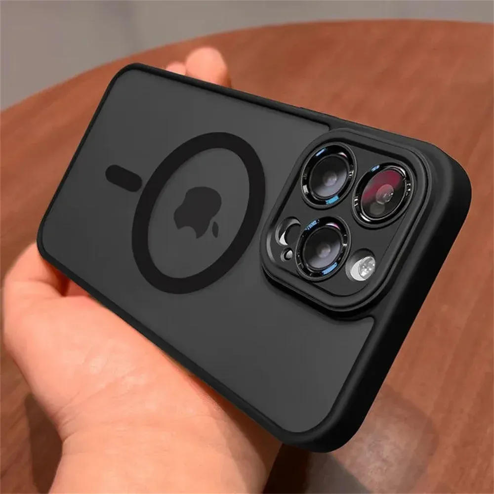 iPhone 11 12 13 Pro Max Mini 14 15 16 Plus Matte Translucent Magsafe Case with Lens Protection for Wireless Charging thumbnail 4