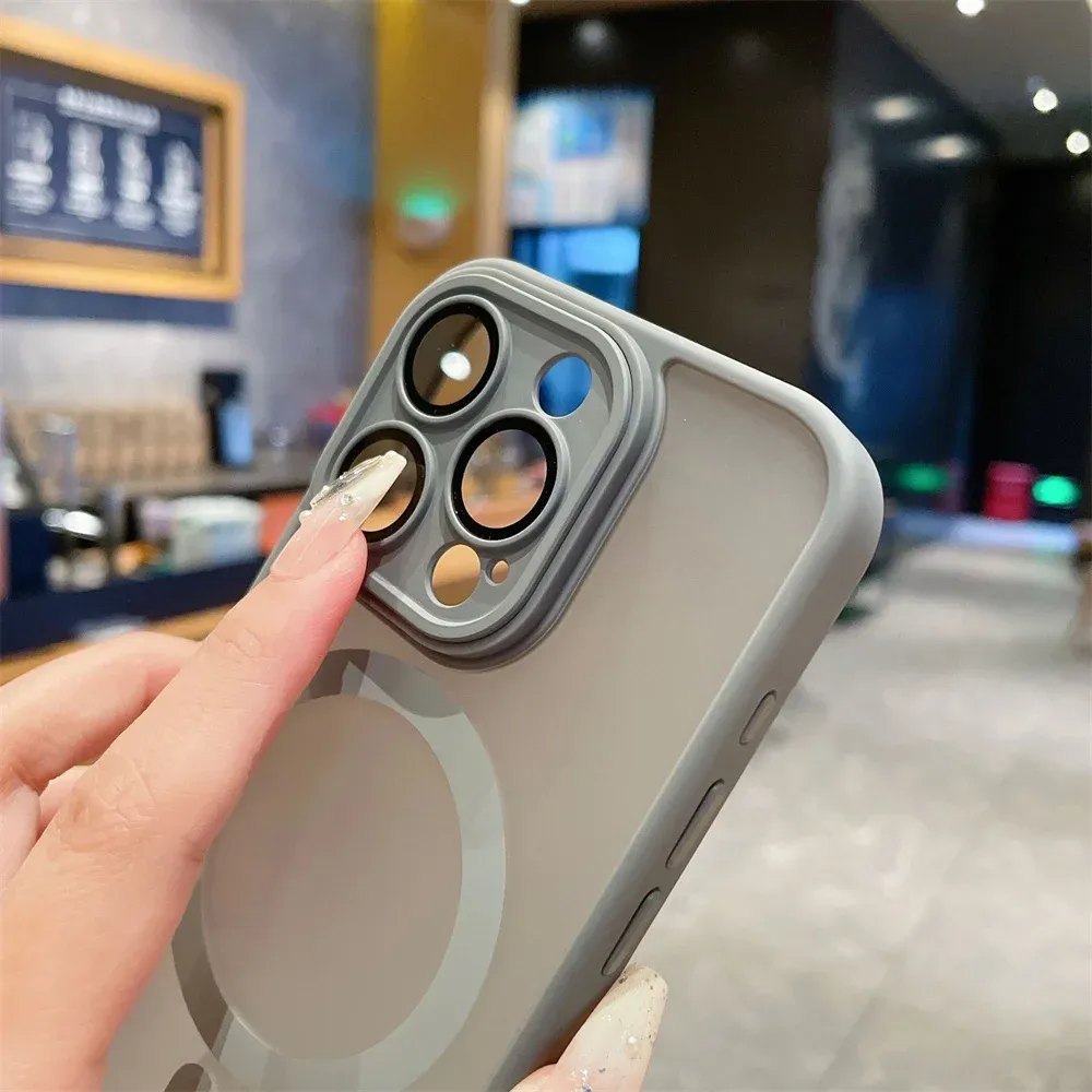 iPhone 11 12 13 Pro Max Mini 14 15 16 Plus Matte Translucent Magsafe Case with Lens Protection for Wireless Charging showcase 3