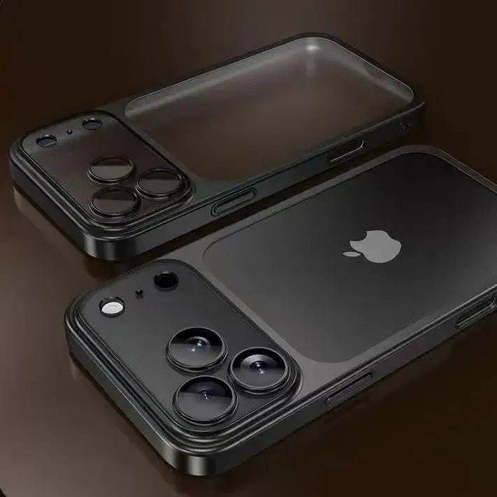 Luxury Plating Color Transparent PC Phone Case for iPhone 17 16 15 14 13 Pro Max with Air Lens Protection, Matte Hard Back Cover thumbnail 2