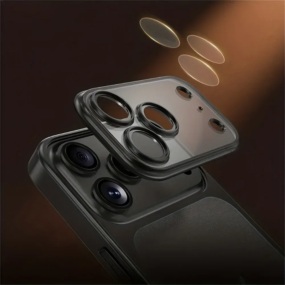 Luxury Plating Color Transparent PC Phone Case for iPhone 17 16 15 14 13 Pro Max with Air Lens Protection, Matte Hard Back Cover thumbnail 5