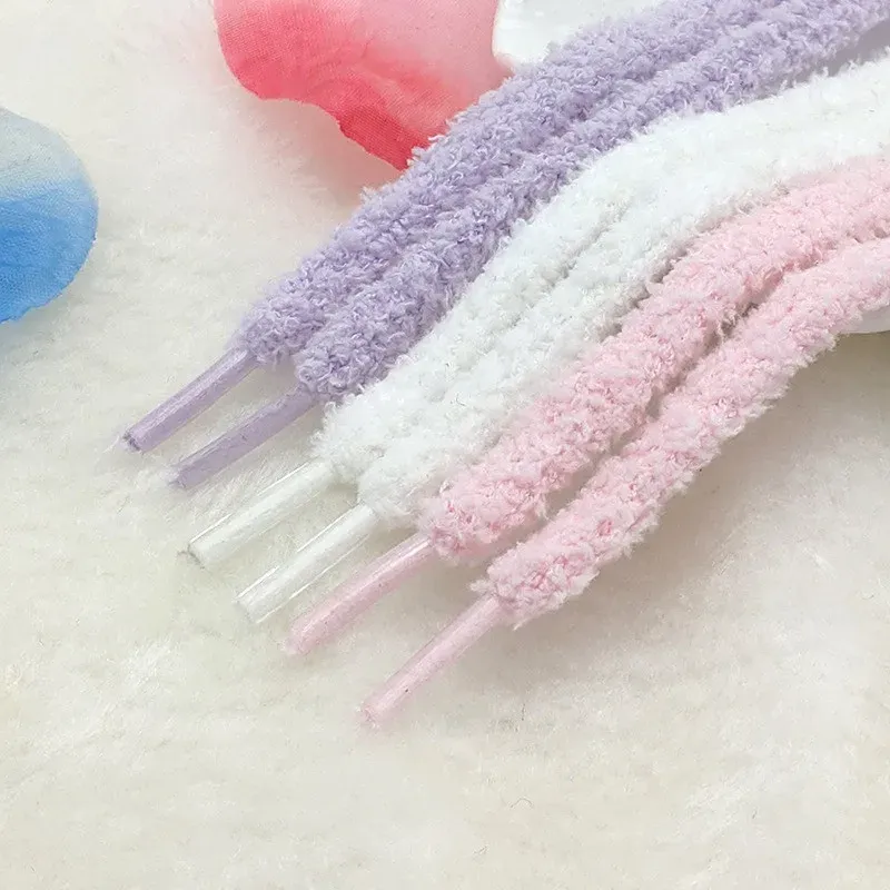 Cute Plush Sneakers Shoelaces for Men & Women - 0.8cm Wide Flat White Laces for Casual Canvas High-Top Shoes, 80-160cm Length showcase 2