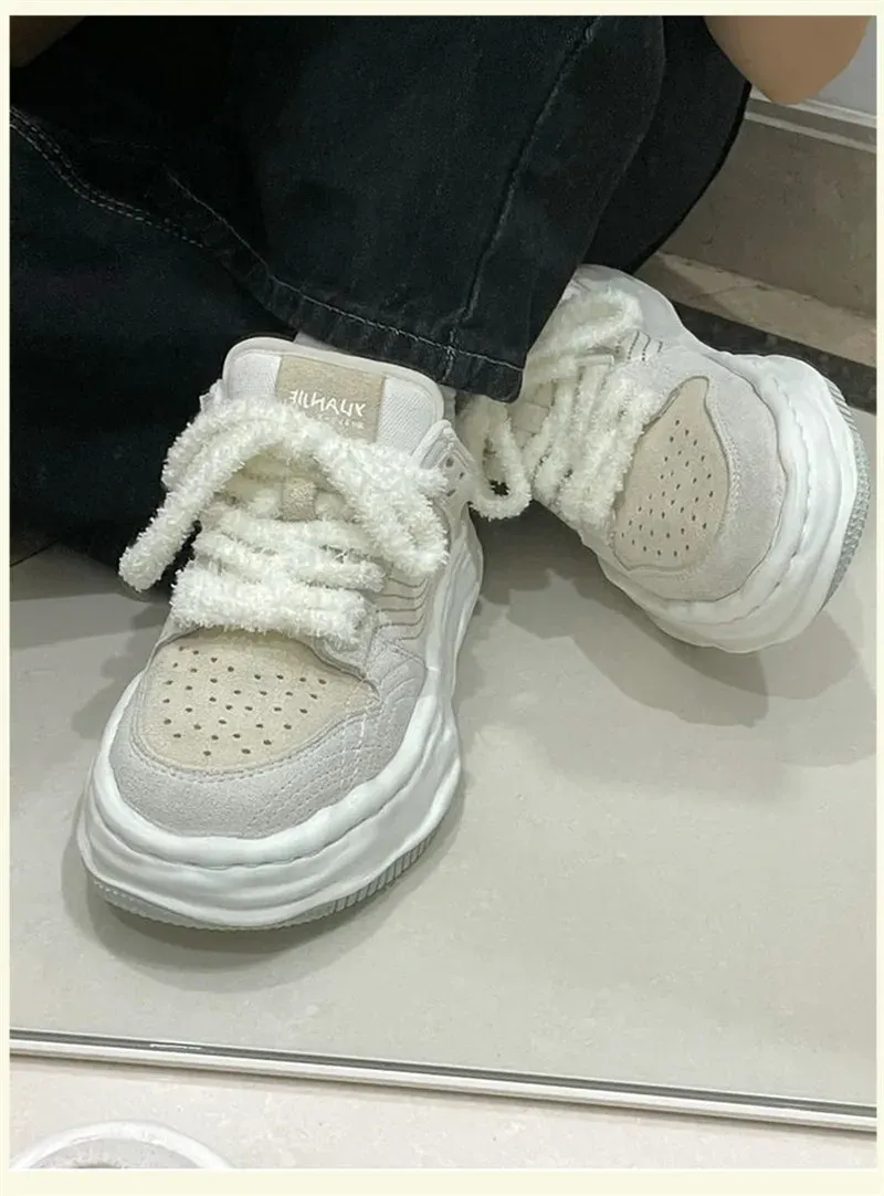 Cute Plush Sneakers Shoelaces for Men & Women - 0.8cm Wide Flat White Laces for Casual Canvas High-Top Shoes, 80-160cm Length showcase 7