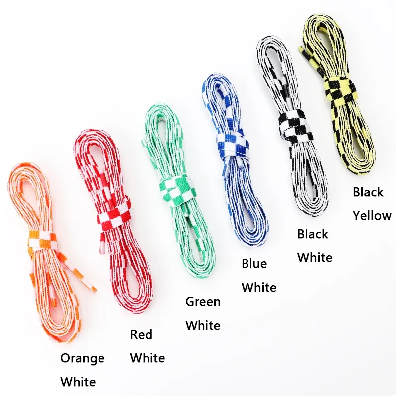 Flat Checkered Grid Shoelaces for Sneakers - Stylish Black & White Plaid Shoe Laces for Men & Women - Durable Polyester Laces (1 Pair) thumbnail 5