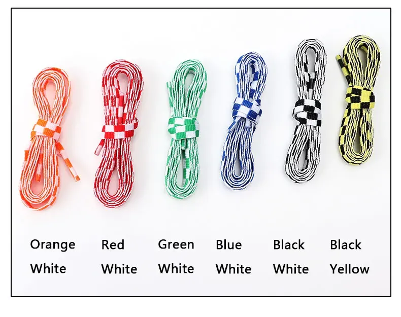 Flat Checkered Grid Shoelaces for Sneakers - Stylish Black & White Plaid Shoe Laces for Men & Women - Durable Polyester Laces (1 Pair) showcase 2
