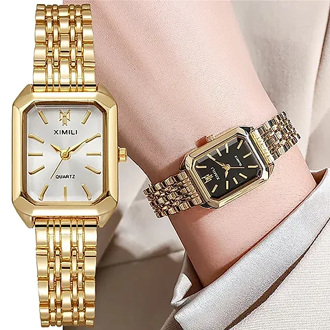 2025 Fashion Women's Square Quartz Watch - Elegant Alloy Folding Clasp, Gold Plated Design, Perfect Holiday Gift for Corporate and Casual Wear