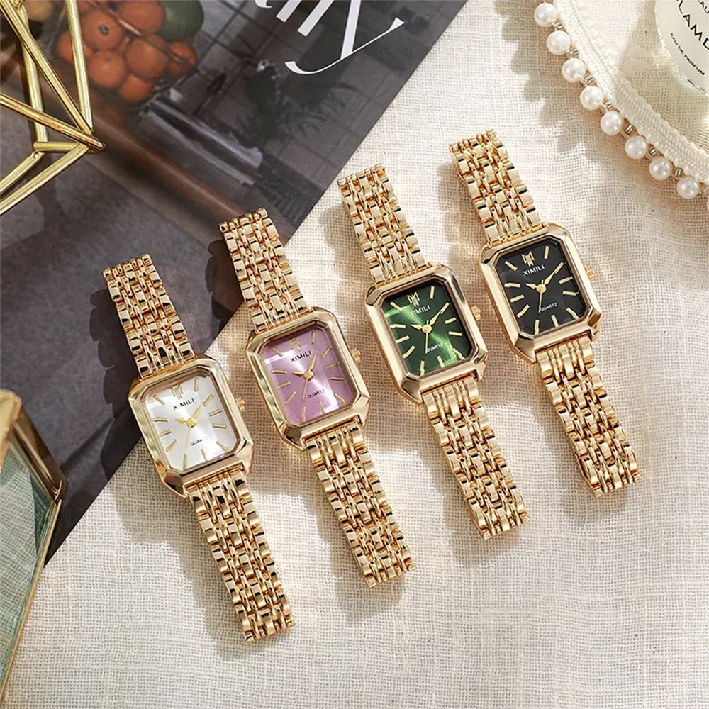 2025 Fashion Women's Square Quartz Watch - Elegant Alloy Folding Clasp, Gold Plated Design, Perfect Holiday Gift for Corporate and Casual Wear showcase 3