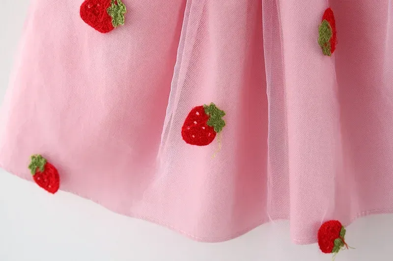 Cute Cherry Mesh Baby Girl Dress Summer Beach Style Toddler Princess Party Clothes for Girls 1-5 Years showcase 11