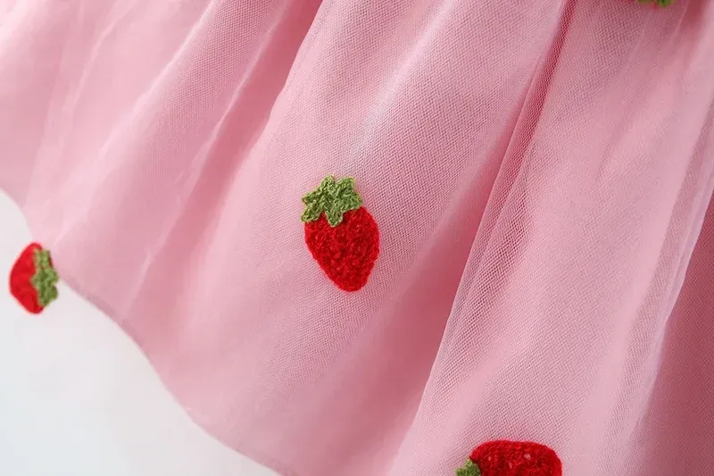 Cute Cherry Mesh Baby Girl Dress Summer Beach Style Toddler Princess Party Clothes for Girls 1-5 Years showcase 12