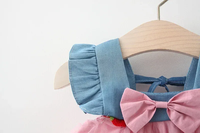 Cute Cherry Mesh Baby Girl Dress Summer Beach Style Toddler Princess Party Clothes for Girls 1-5 Years showcase 9