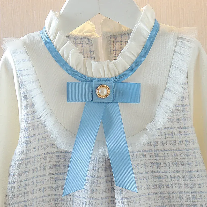 Adorable Baby Girl Plaid Dress with Bow-Tie Detail, Long Sleeve Princess Style for Spring and Fall, Perfect for Toddlers and Infants showcase 6