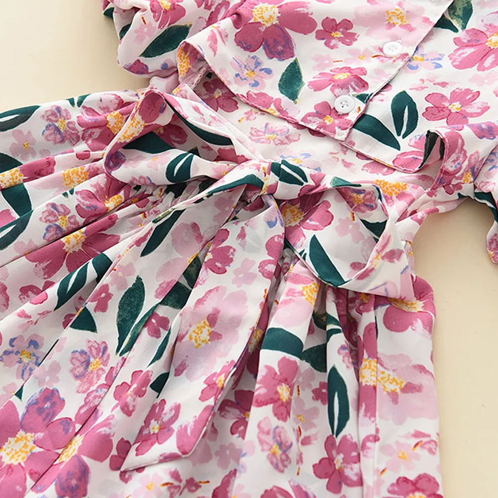 Floral Summer Dress for Girls - Casual Bow Patchwork Princess Style Baby Toddler Party Frock showcase 12