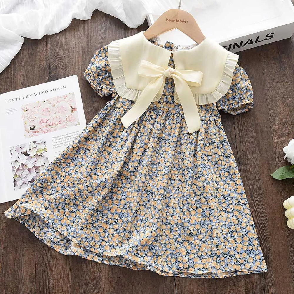 Floral Summer Dress for Girls - Casual Bow Patchwork Princess Style Baby Toddler Party Frock showcase 5