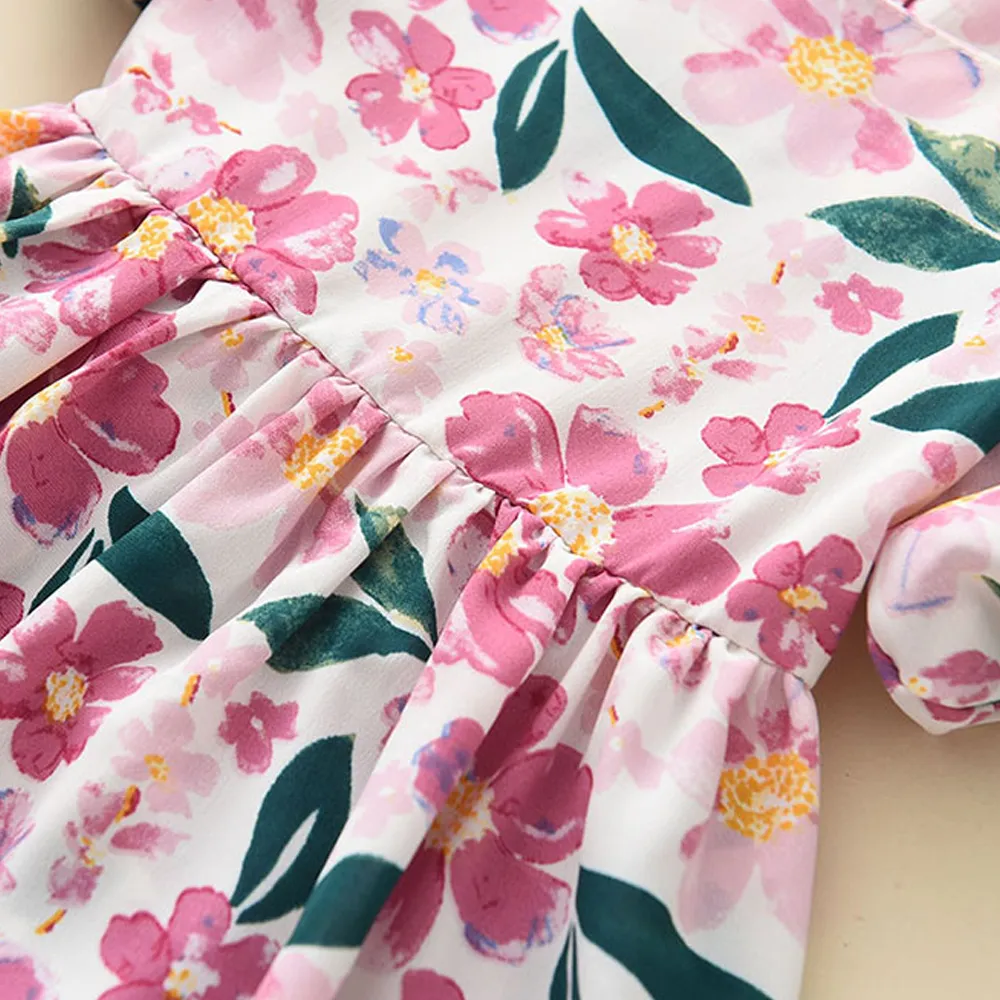 Floral Summer Dress for Girls - Casual Bow Patchwork Princess Style Baby Toddler Party Frock showcase 11