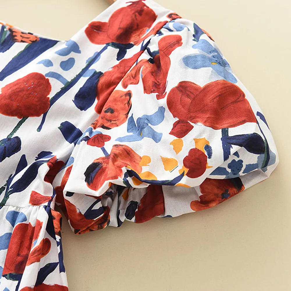 Floral Summer Dress for Girls - Casual Bow Patchwork Princess Style Baby Toddler Party Frock showcase 19
