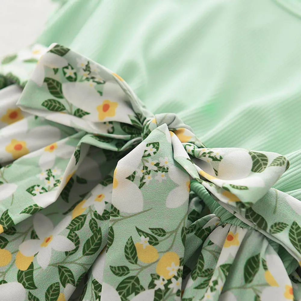 Floral Summer Dress for Girls - Casual Bow Patchwork Princess Style Baby Toddler Party Frock showcase 26